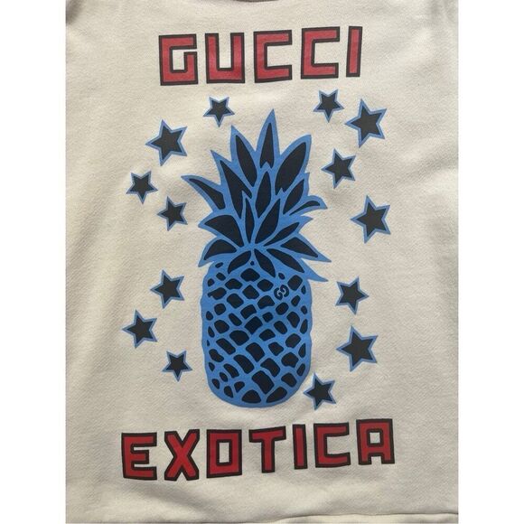 Gucci Exotica 100% Cotton Crewneck Sweatshirt Pineapple Off White Men’s S - Picture 4 of 15